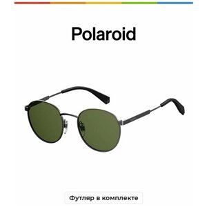 Солнцезащитные очки Polaroid, круглые, оправа: металл, поляризационные, серебряный
