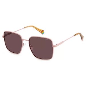 Солнцезащитные очки Polaroid, квадратные, оправа: металл, с защитой от УФ, поляризационные, для женщин, розовый