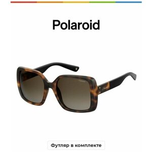 Солнцезащитные очки Polaroid, квадратные, устойчивые к появлению царапин, поляризационные, для женщин, коричневый