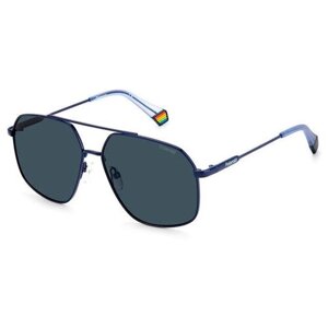 Солнцезащитные очки Polaroid, прямоугольные, оправа: металл, устойчивые к появлению царапин, поляризационные, синий