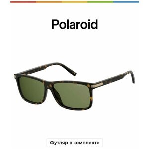 Солнцезащитные очки Polaroid, прямоугольные, поляризационные, для мужчин, коричневый