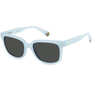 Солнцезащитные очки Polaroid, прямоугольные, с защитой от УФ, поляризационные, голубой