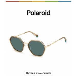 Солнцезащитные очки Polaroid, шестиугольные, оправа: пластик, устойчивые к появлению царапин, поляризационные, для женщин, бежевый