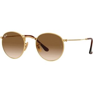 Солнцезащитные очки Ray-Ban, круглые, оправа: металл, градиентные, с защитой от УФ, золотой