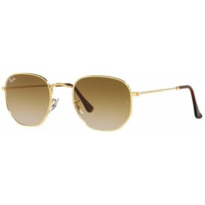 Солнцезащитные очки Ray-Ban, прямоугольные, оправа: металл, градиентные, с защитой от УФ, золотой