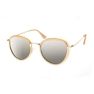 Солнцезащитные очки StyleMark, круглые, оправа: металл, поляризационные, с защитой от УФ, зеркальные, устойчивые к появлению царапин, для женщин, желтый