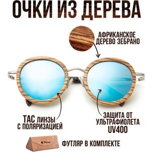 Солнцезащитные очки Timbersun, круглые, бежевый