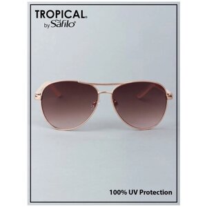 Солнцезащитные очки Tropical, авиаторы, оправа: металл, градиентные, с защитой от УФ, для женщин, прозрачный