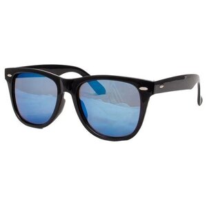 Солнцезащитные очки , вайфареры, оправа: пластик, складные, с защитой от УФ, зеркальные, черный