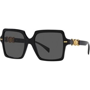Солнцезащитные очки Versace, прямоугольные, оправа: пластик, с защитой от УФ, для женщин, черный
