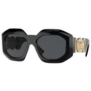 Солнцезащитные очки Versace, шестиугольные, оправа: пластик, с защитой от УФ, для женщин, черный