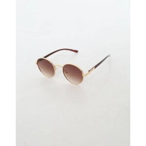 Солнцезащитные очки женские / Солнечные очки / Защита UV400 / очки от солнца / Коллекция 2023 / Панто брендовые / In Touch 108, коричневые с позолотой