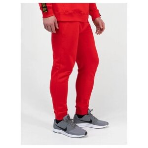 Спортивные штаны Великоросс красного цвета с манжетами, без лампасов (5XL/60)