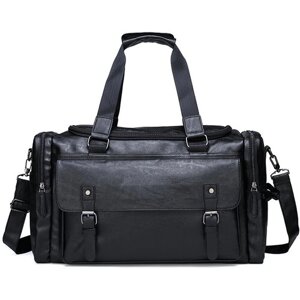 Сумка дорожная сумка-рюкзак Loui Vearner, экокожа, 30 л, 53х28х20 см, плечевой ремень, черный
