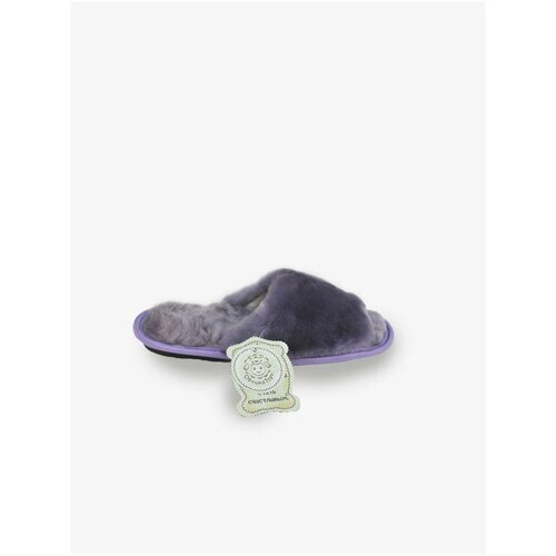 Тапочки ОвчинаТорг, натуральный мех, нескользящая подошва, размер 40, фиолетовый