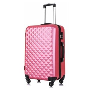 Умный чемодан L'case, ABS-пластик, жесткое дно, 100 л, размер L, розовый