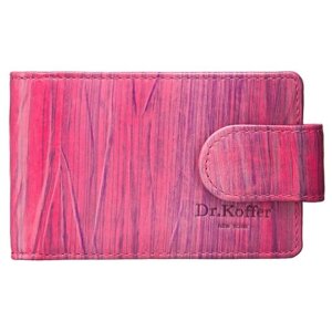 Визитница Dr. Koffer, натуральная кожа, 1 карман для карт, 48 визиток, фиолетовый, розовый