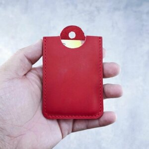 Визитница SAFFA, натуральная кожа, 1 карман для карт, 5 визиток, красный
