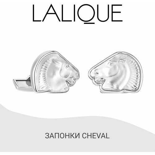 Запонки Lalique, нержавеющая сталь, хрусталь, бесцветный