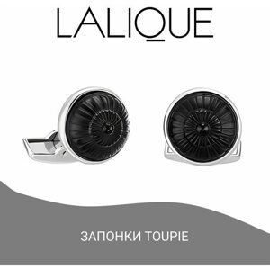 Запонки Lalique, нержавеющая сталь, хрусталь, черный