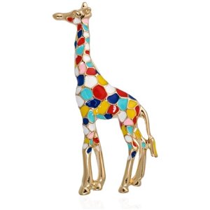 Женская разноцветная брошь Жираф