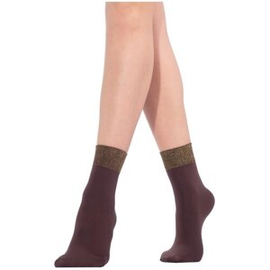 Женские носки MiNiMi средние, размер 0 (one size), коричневый, золотой