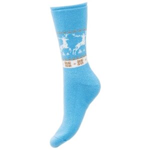 Женские носки Ростекс высокие, на Новый год, утепленные, размер 23-25, голубой