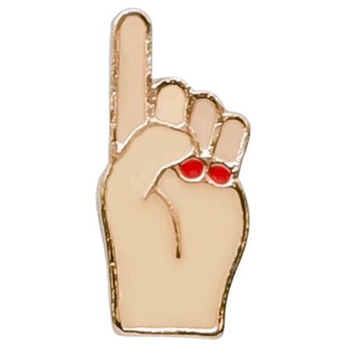 Значок металлический Указательный палец (Клипса, Бижутерный сплав, Белый) 51057