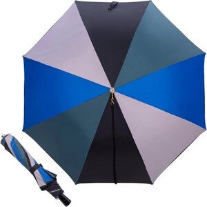 Зонт Guy de Jean, полуавтомат, 2 сложения, купол 90 см., 8 спиц, для женщин, голубой