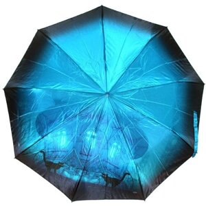 Зонт полуавтомат, 3 сложения, купол 103 см., 9 спиц, чехол в комплекте, для женщин, голубой