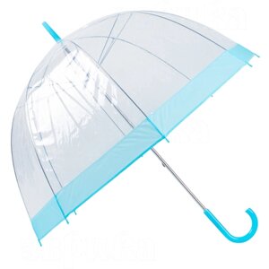 Зонт-трость ЭВРИКА подарки и удивительные вещи, механика, купол 82 см., 8 спиц, прозрачный, бесцветный, голубой