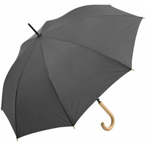 Зонт-трость FARE Okobrella с деревянной ручкой и куполом из переработанного пластика, серый