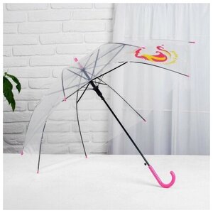 Зонт-трость Funny toys, полуавтомат, купол 90 см., прозрачный, бесцветный