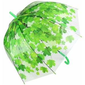 Зонт-трость Lukky, полуавтомат, купол 73 см., прозрачный, зеленый