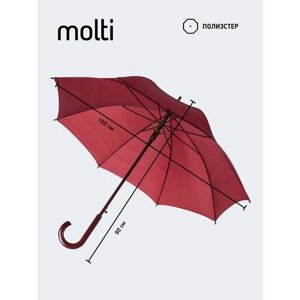Зонт-трость molti, полуавтомат, купол 100 см., 8 спиц, деревянная ручка, красный