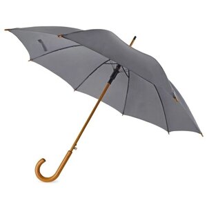 Зонт-трость NO NAME, полуавтомат, деревянная ручка, серый