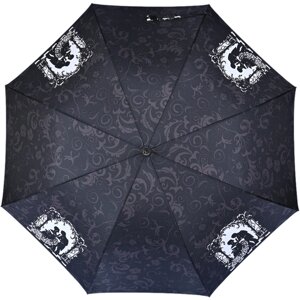 Зонт-трость ZEST, полуавтомат, купол 102 см., 8 спиц, чехол в комплекте, для женщин, черный