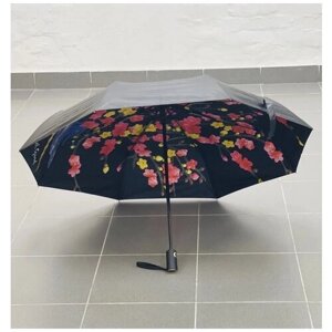 Зонт женский Arman Umbrella 555, полный автомат, чёрно-чёрный, двухсторонний