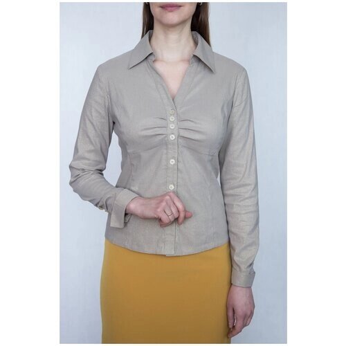 Блуза Galar, классический стиль, размер 52, зеленый