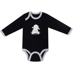 Боди для мальчика Diva Kids, 80 размер, черный, с длинным рукавом, с кнопками/ Боди для малышей/ Боди для новорожденных