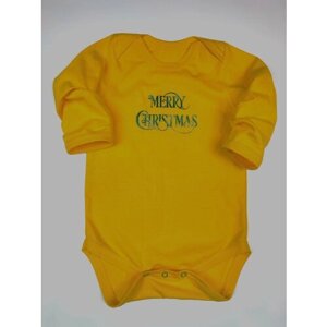 Боди для новорожденных Мэри Кристмас, желтый, 74, размер 24