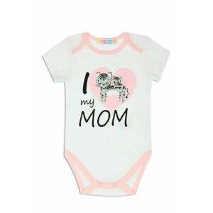 Боди "I love mom" с коротким рукавом для новорожденного, размер 68-74