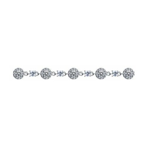 Браслет Diamant online, серебро, 925 проба, фианит, длина 18 см.