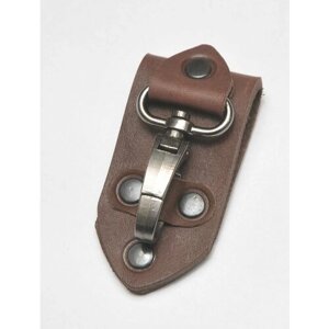 Брелок брелок-карабин на ремень для ключей, гладкая фактура, коричневый