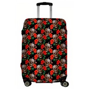 Чехол для чемодана "Черепа и красные розы" размер L