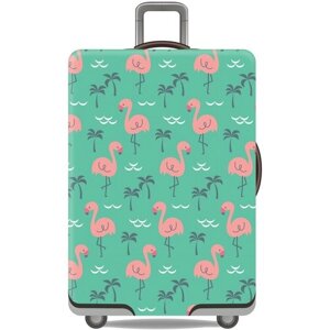 Чехол для чемодана nicetrip_flamingo_L, полиэстер, размер L, розовый, зеленый