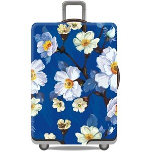 Чехол для чемодана nicetrip_flowers_L, полиэстер, размер L, белый, синий