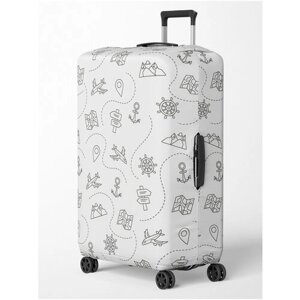 Чехол для чемодана , размер L, серый, белый