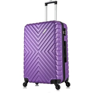 Чемодан L'case, пластик, ABS-пластик, рифленая поверхность, опорные ножки на боковой стенке, размер L, фиолетовый