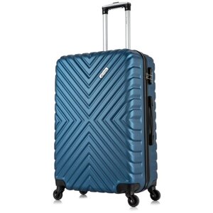 Чемодан L'case, пластик, ABS-пластик, рифленая поверхность, опорные ножки на боковой стенке, размер L, синий